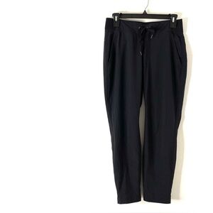 Athleta Black Activewear Jogger Pants Ribbed Waist Drawstring Stretch